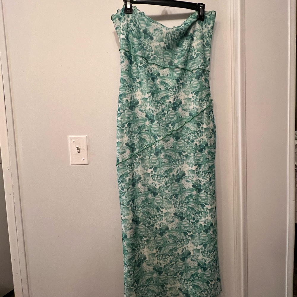 Showpo Asymmetrical Green Floral Dress